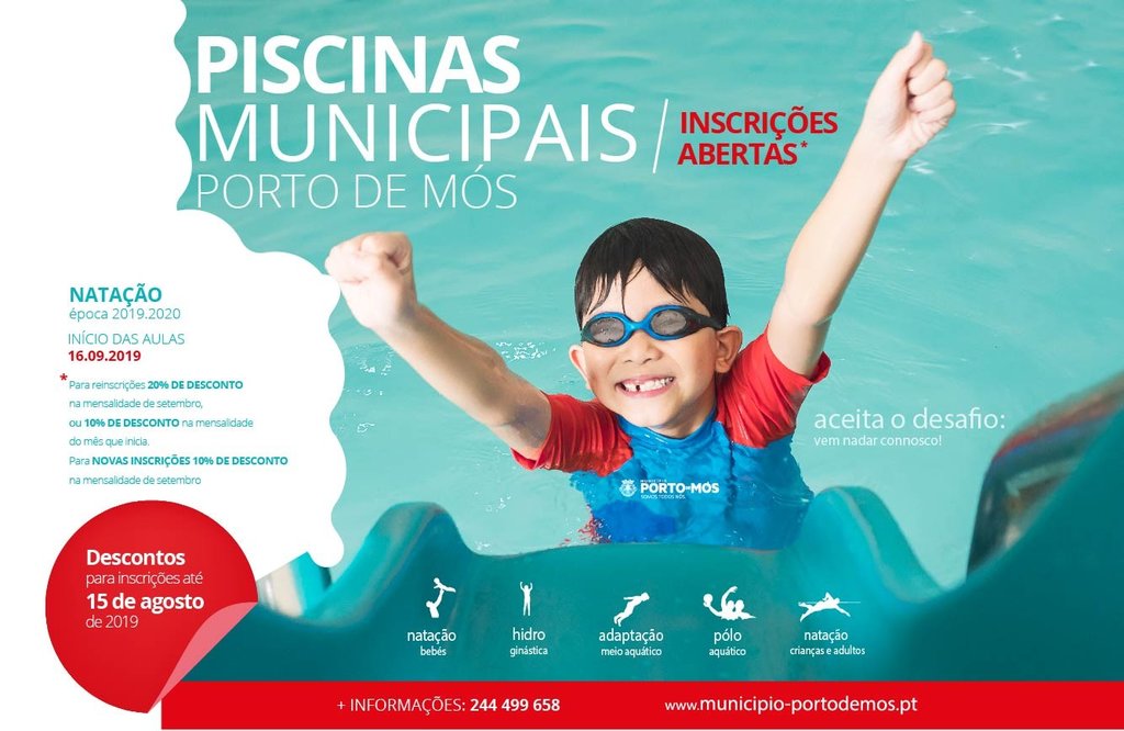 Piscinas Municipais - Inscrições Abertas com Desconto!