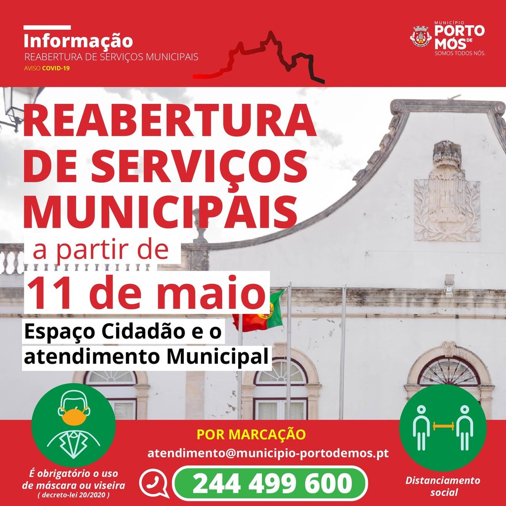 Reabertura de Serviços Municipais a partir de 11 de maio