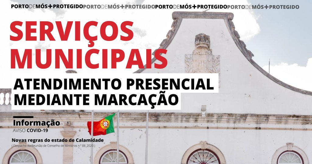 Serviços Municipais, atendimento presencial mediante marcação