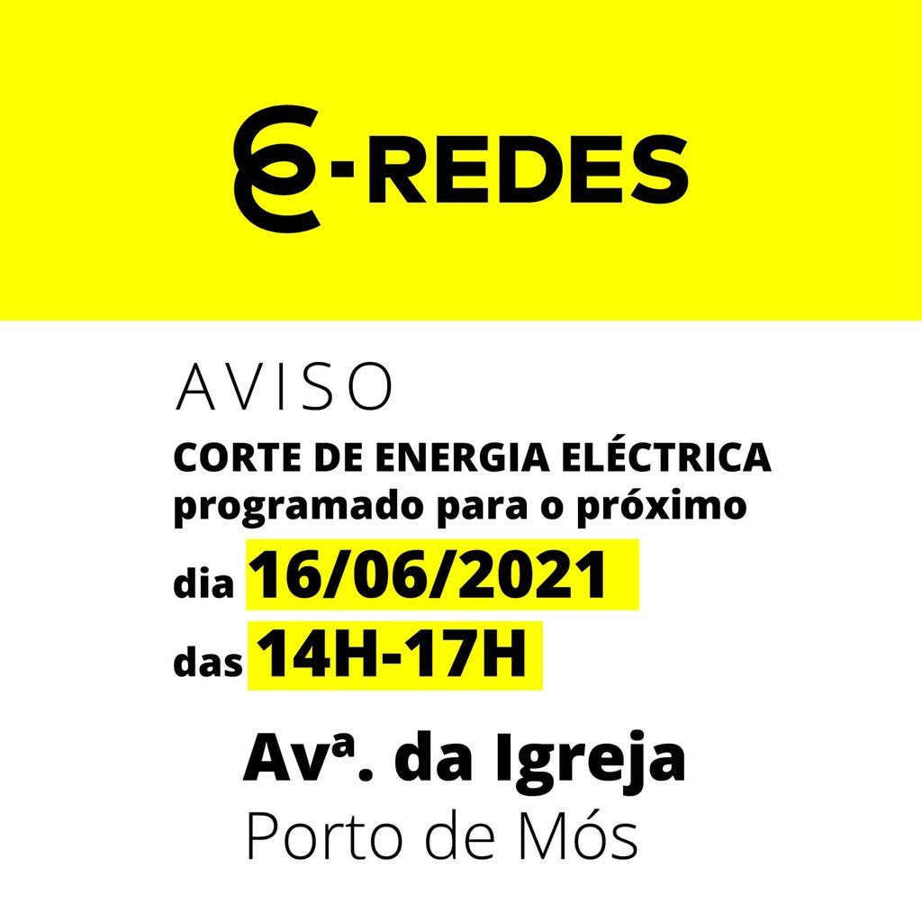 Aviso - Corte de energia elétrica - Av. da Igreja