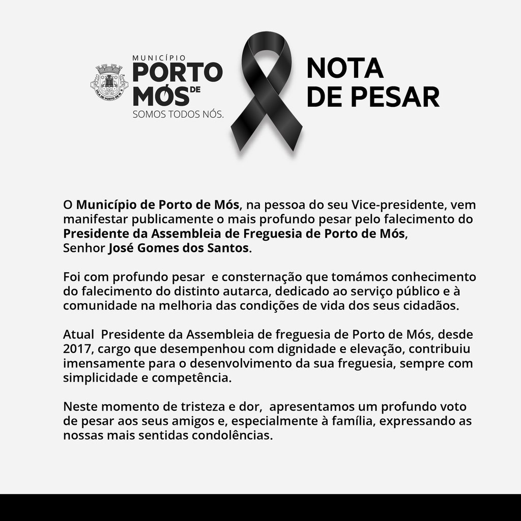 Nota de Pesar da Câmara Municipal