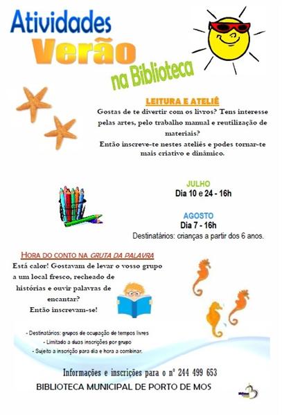 Biblioteca Municipal promove Atividades de Verão!