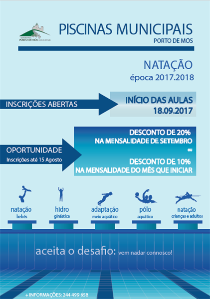 Já estão abertas as inscrições para as Aulas de Natação