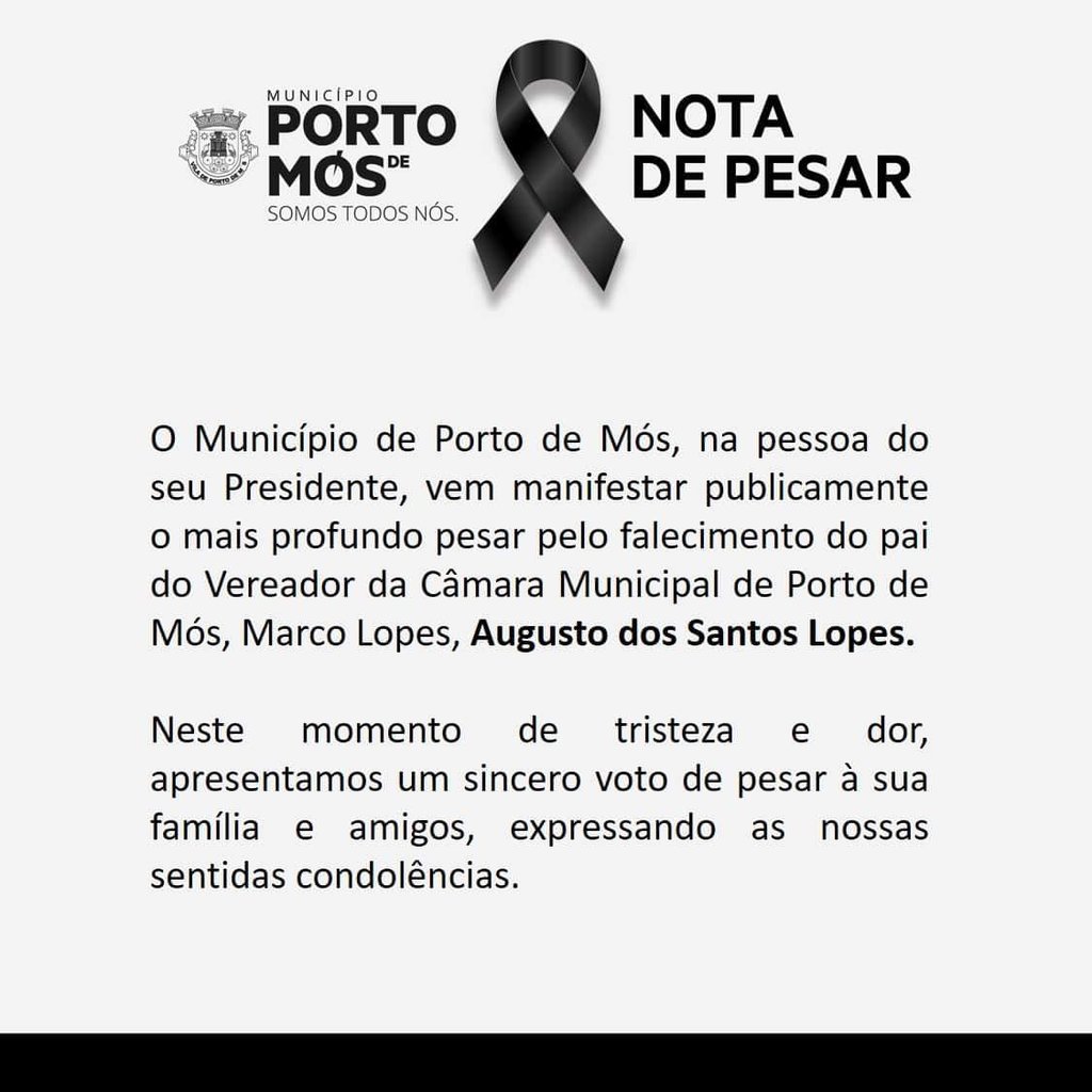 Nota de Pesar da Câmara Municipal