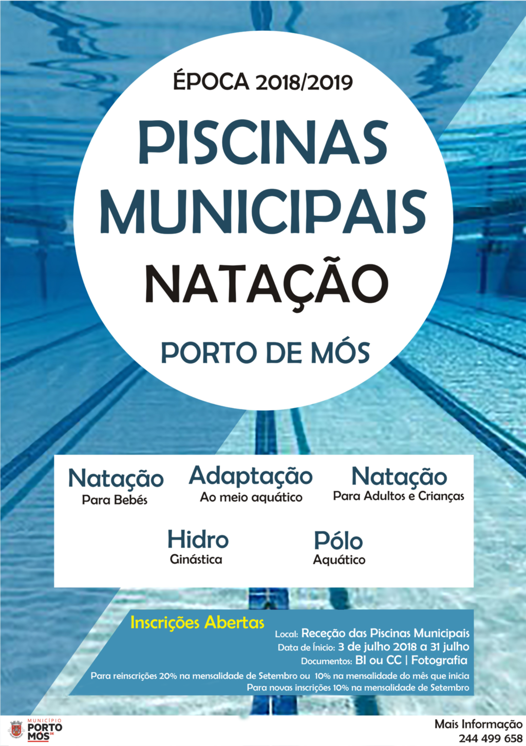 abertura inscrições piscinas municipais