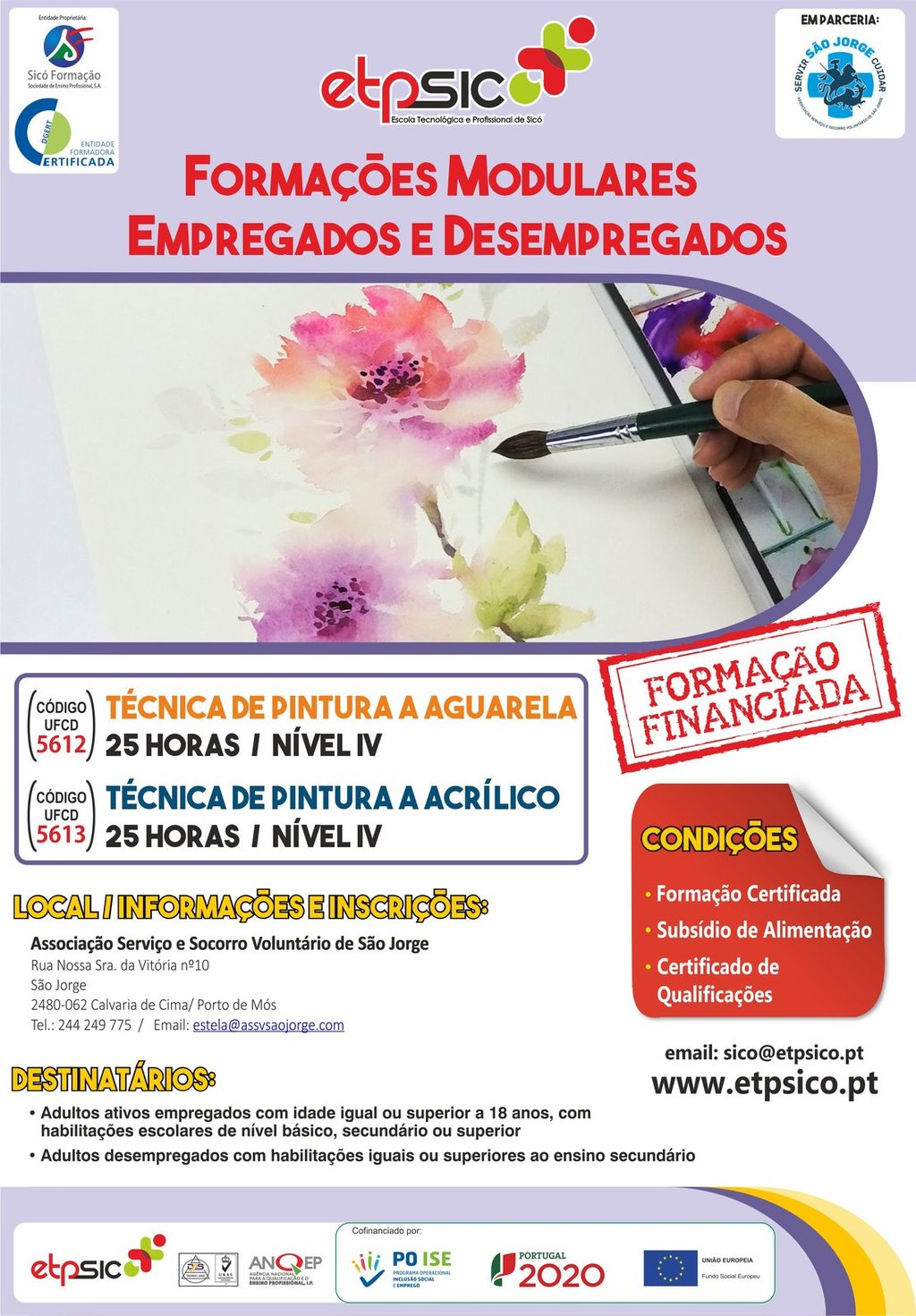 Formações financiadas - técnicas de pintura aguarela/acrílico