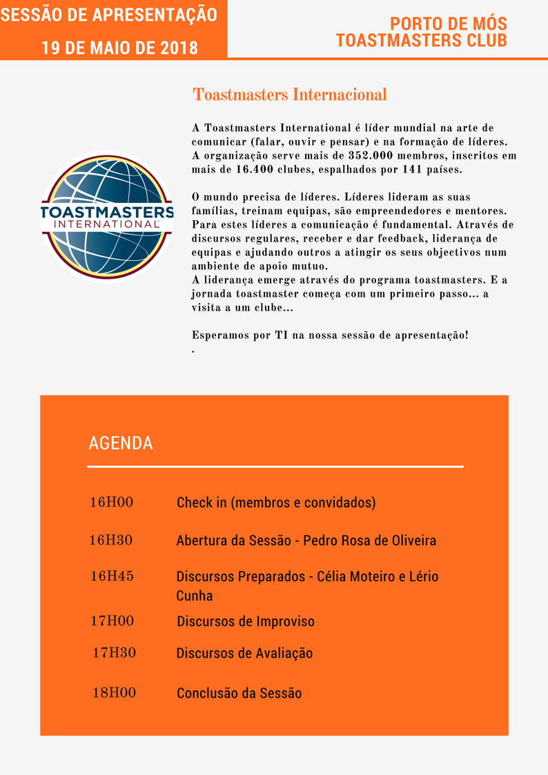 Toastmasters Internacional chega a Porto de Mós