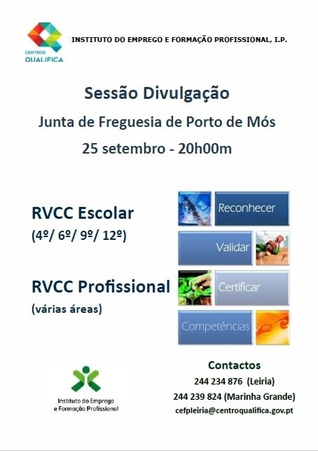Sessão de divulgação - RVCC escolar e profissional