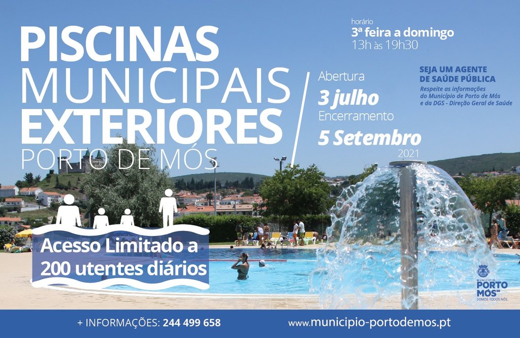 Cartaz de abertura das piscinas municipais 2021