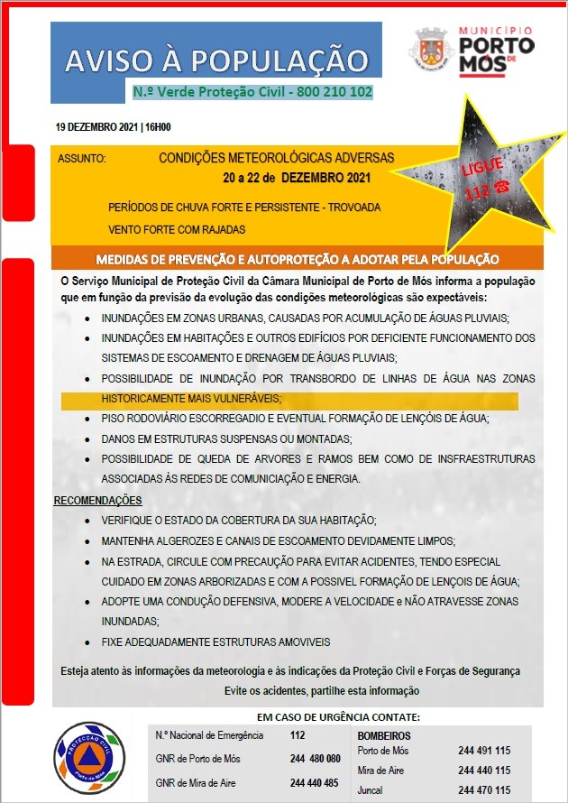 Aviso Proteção Civil